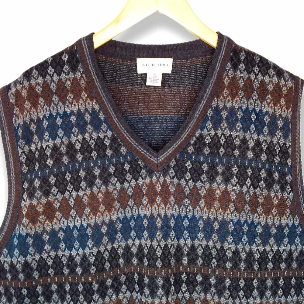 Vintage Murano Wool Blend Sweater Vest Size XXL Argyle Diamond Grandpa Core - Picture 2 of 8